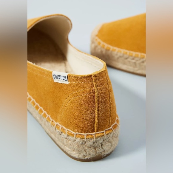 Anthropologie Soludos Platform Suede Espadrilles in Mustard Yellow New - Picture 4 of 13